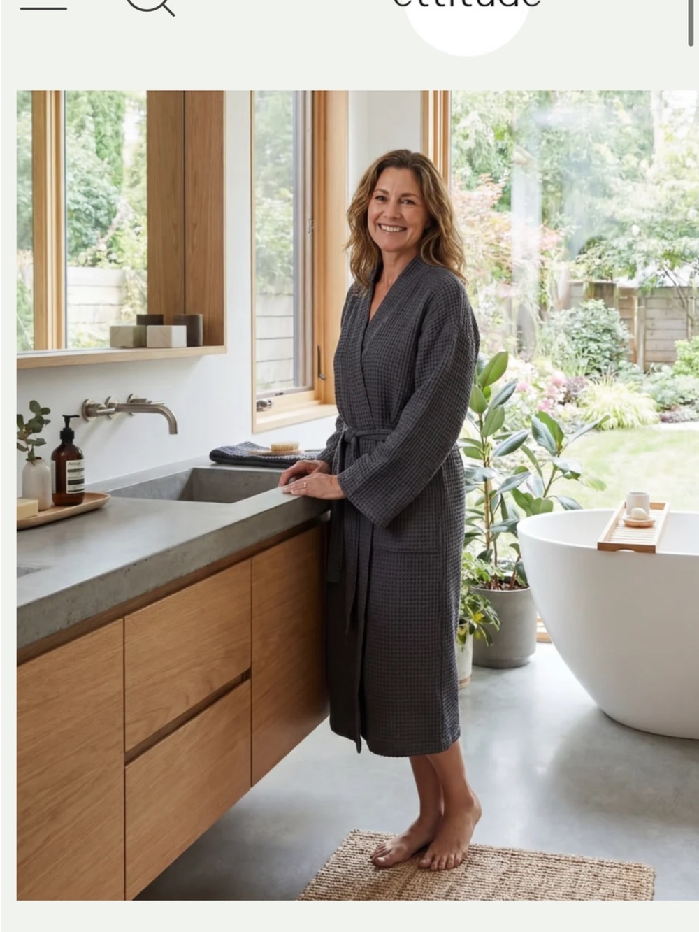 Ettitude Waffle Robe in white